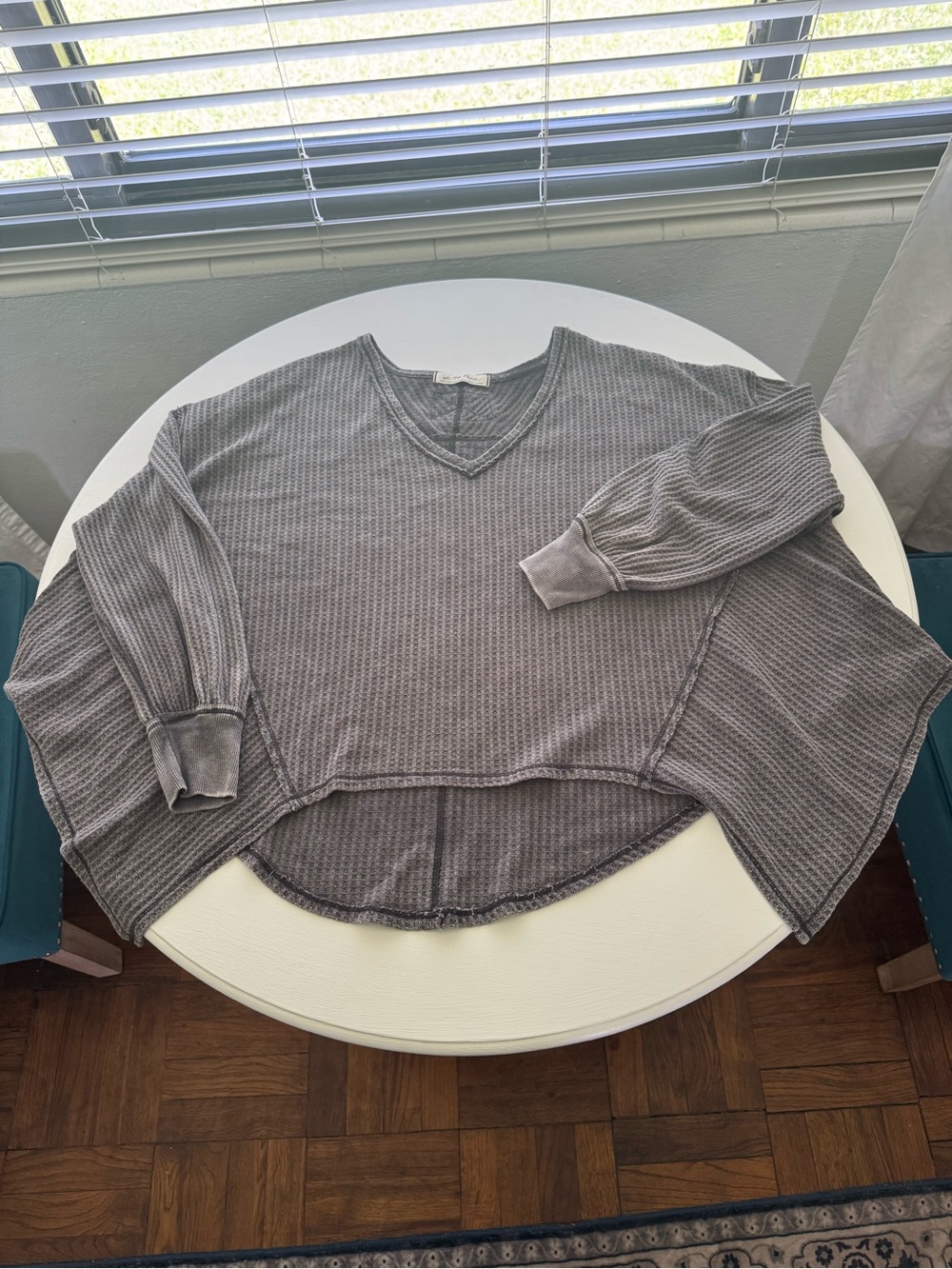 We The Free Charcoal Gray Textured Knit Top